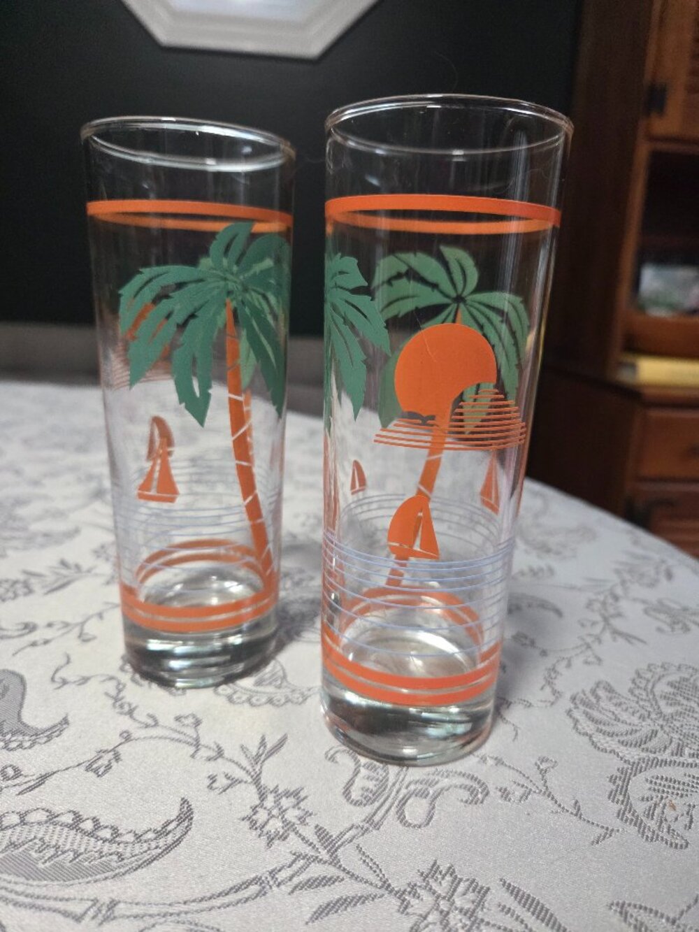 1970s Tropical Highball Glasses x2